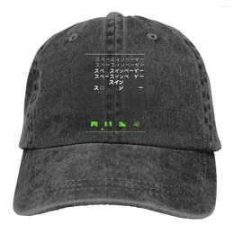 Ball Caps Adjustable Solid Colour Baseball Cap Kanji Invaders Washed Cotton 70s 80s Arcade Game Sports Woman Hat