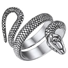 ChainsPro Men Women Stainless Steel/18K Gold Plated/Black Snake Ring Retro Punk Gothic Jewelry Serpent Reptile Rings CP917 240220