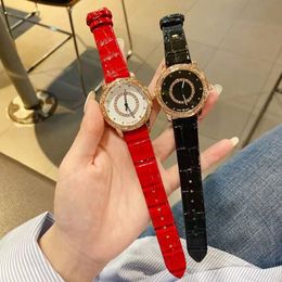 Brand Watches Women Girl Crystal Style Leather Strap Quartz Wrist Watch CH592957