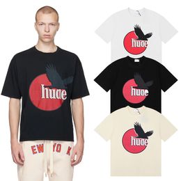 SS New Hude T-shirt High Street Style Black Peace Pigeon Print Men's and Women's Pure Cotton Tees Round Neck Short Sleeves Thin Sports T-shirt Top clothes