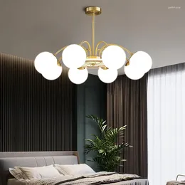 Chandeliers Nordic Gold Chandelier Ball Led Glass Decoration For Living Dining Room Coffee Kitchen Island Lighting