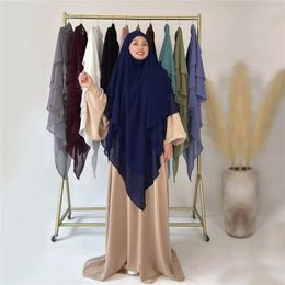 Ethnic Clothing Hijabs Islamic Long Khimar Prayer Clothes 3 Layers Women Plain Headcover Muslim Headscarf Niqab Ramadan Eid Headdress
