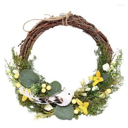 Decorative Flowers Easter Wreath Artificial Eucalyptus Small Bird For Front Door Wall Window Wedding Party Farmhouse Home Decor