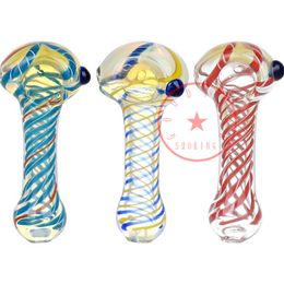 Latest Colorful Heady Smoking Glass Pipes Portable Intrinsic Spirals Style Dry Herb Tobacco Filter Spoon Bowl Innovative Handpipes Cigarette Holder DHL