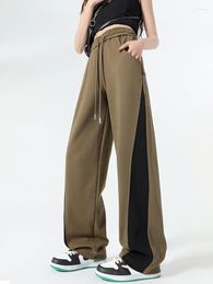 Women's Pants Women High Waisted Loose Drawstring Casual Chic Wide Leg Trousers Full Length Fashion 2024 Panelled Lace Up Slim