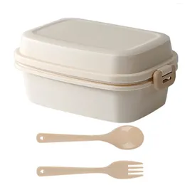 Dinnerware Sets Double Button Frosted Bento Box Durable Construction Picnic