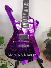 Left Handed Stanley Purple Cracked Mirror Electric Guitar Abalone Body binding Abalone & Pearl Inlay