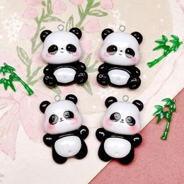 Charms 10pcs Kawaii Bright Panda Resin Lovely Cartoon Animal Pendant For Earring Keychain Diy Jewellery Making