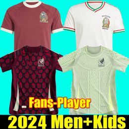 S-4XL México 2024 Copa América Raul Chicharito Camisas de Futebol 2023 Lozano dos Santos 24 25 H.Lozano Homens Crianças Camisas de Futebol Uniformes Fãs Jogador Versão