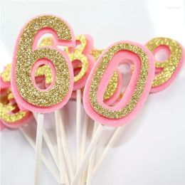 Party Supplies Digital Cake Topper 0-9 Glitter Number Birthday Anniversary Decoration Tool Baking Card Wedding