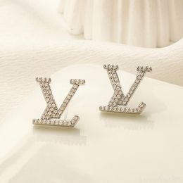 Designer Earring Gold Plated Letters Stud Earrings Brand Heart Loves Women Earring Jewellery Accessory Party Wedding Gift