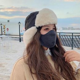 Berets Plush Windproof Earflap Cap For Women Snow Hat Winter Thickened Warm Outdoor Cycling Skiing Bomber Hats Accessories