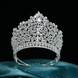 Luxury Crystal Queen Big Crown Tiara Rhinestone Wedding Tiaras For Women Pageant Prom Crowns Bridal Hair Accessories Jewellery CL3323