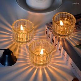 Candle Holders Bedroom Candlestick Tumbler Vertical Pattern Small Glass Fragrance Cups Bathroom Decoration