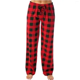 Women's Pants Loose Comfortable Home Sleeping Red Black Plaid Leisure Trousers Drawstring Elastic Waist Plus Size Long