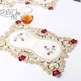 Table Cloth Mat Embroidered Fabric Placemat 30 45cm Dining Tablecloth Floral Brand High Quality Durable Practical