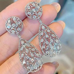 Dangle Earrings Vintage Moissanite Diamond Earring Real 925 Sterling Silver Wedding Drop For Women Jewelry Gift