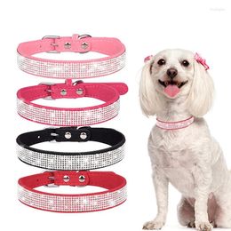 Dog Collars Luxury Cute Cat Collar Personalised Leash Velvet Pink Small Designer Flash Diamond Pet Supply