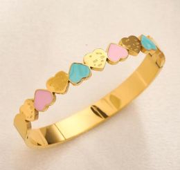 Women 18K Gold Plated Designer Gold Heart Bracelets Jewellery High Quality Love Gift Jewellery lady New loving heart Stainless Steel Non Fade Bracelet Wholesale