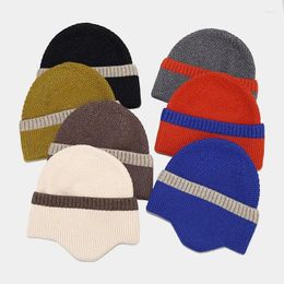 Berets Stripe Knitting Outdoor Keep Warm Women Earflap Snow Caps Autumn Winter Unisex Earflaps Knitted Hat Beanie