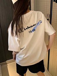 Cute Champion Printed Short sleeved T-shirt Large Size Mens and Womens BF Casual Couple Pure Cotton Loose Sports 5/5 Half Sleeves