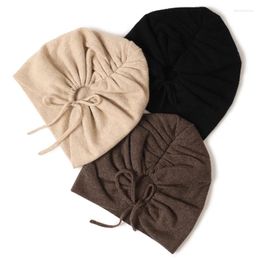 Berets Inner Mongolia French Style Fashion Warm Floral Korean Women Hat Knitted Cashmere