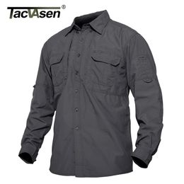 TACVASEN Mens Tactical Shirts Summer Lightweight Quick Drying Shirts Hiking Nylon Shirts Long Sleeve Outdoor Work Cargo Shirts 240220