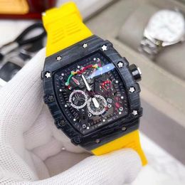 Mens Luxury Sports Watches Designer Brand Watch Skeleton dial 43mm Quartz WristWatches Men Fashion Silicone Strap Multi Colour Military Analogue Clock Montre De Luxe