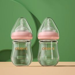 Oberni Baby Glass Bottle 150ml 2pcsBorosilicate Material Infant Milk Drinking Feeding bottle set 240223