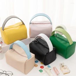Storage Bags Handheld Cosmetic Bag Candy Color Creative Portable Handbag PU Waterproof Big Capacity Travel Toiletry