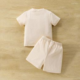 Clothing Sets Easter Summer Outfit Toddler Girls Shorts Short Sleeve Letter Print Tops Solid Colour Clothes