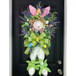Decorative Flowers Happy Easter Party Door Hanging Sign Pendant Ornament For Home Decor Wreath Supplies