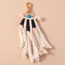 Keychains Bohemian Handmade Woven Bag Pendant Keychain Cotton Rope Tassel Keyring For Women Men Car Key Handbag Chains DIY Accessories