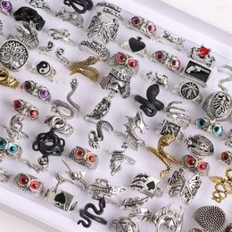 Cluster Rings 10Pcs/Lot Vintage Snake Owl Dragon Eye Can Open Adjustable Size Jewellery For Men Women Mixed Punk Gothic Style