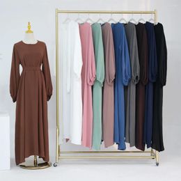 Ethnic Clothing Muslim Maxi Dress Solid Colour Side Pockets Irregular Hem Dubai Abaya Women Islamic Turkish Hijabi Robe Elegant Ramadan