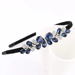 Hair Accessories Alloy Rhinestone Bow Flower Butterfly Headband Cute Girls Kids Women Blue Festival Fashion Beautiful Headdress