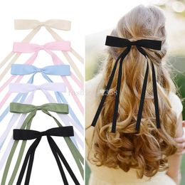 6pcs/Lot Hair Bows Clips for Women Hair Ribbon Bowknot Tassel Claw Barrettes with Long Tail for Women and Girls Fashion Hair Accessories