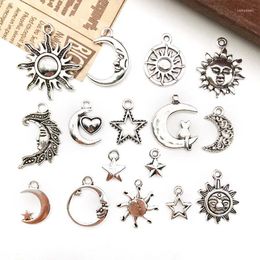 Charms 15pcs Mixed Sun Moon Star For Jewelry Making Supplies Retro Alloy Pendant Vintage Accessories Handmade Keychain Necklace