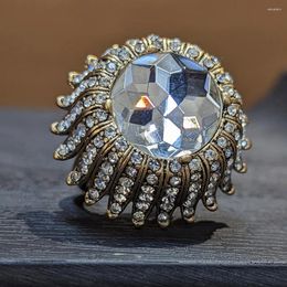 Cluster Rings Vintage Full Of Diamond Flowers Design Ring Retro Exaggerated Premium Large
