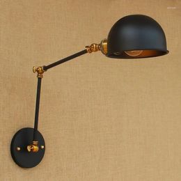 Wall Lamp LED Light Vintag Black Iron Lights For Home Living Room Swing Arm With Switch Reading Lamps Bedside Lighting