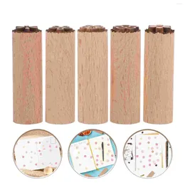 Storage Bottles Wood Texture Stamp Multi-function Planner Compact Diary DIY Scrapbook Wooden Children Stamps Flower Postage