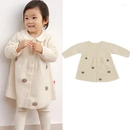 Jackets 23 Autumn Winter Kids Wool Jacket Brand Design Girls Cute Knit Cardigan Outwear Clothing