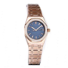 Women's watch luxury fashion 34mm Rose gold Diamond-mounted baffle stainless steel dial quartz movement bow buckle