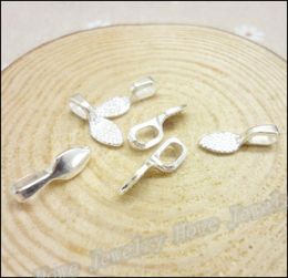Pendant Clips Pendant Clasps 320 PCS Bright Silver Tone Glue on Bail Leaf Tags Jewellery Findings DIY Jewely 155mm 3300729
