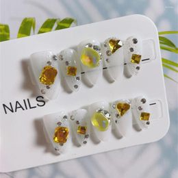 False Nails Almond Handmade Press On Hand Paint Design Fake Fairy Reusable Flse Korean Full Cover Nail Tips Manicure Girls