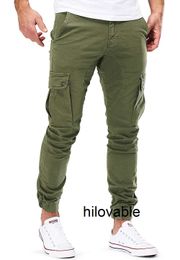 No logo fashions hilovable Mens Trousers Hip Hop Cargo Pants Men Runners Solid Multi-pocket Sweatpants Elastic Waist M-3XL