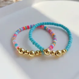 Charm Bracelets Go2boho Polymer Clay Beaded Bracelet For Girl Heishi Beads Y2k Accessories Boho Summer Colourful Pulseras Women Jewellery