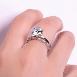 Cluster Rings GEM'S BALLET 2.0Ct 8mm EF Color 925 Sterling Silve 6 Prong Moissanite Ring Art Deco Stacking Solitaire Bridal Set Jewelry