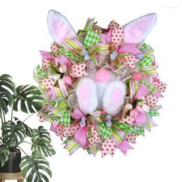 Decorative Flowers Spring Wreath Bunny Easter Gnome Door Rabbit Farmhouse Design Reusable For Window Decor