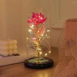 Decorative Flowers Artificial Rose Light Creative In Glass Battery Powered Valentines Day Gift For Girlfriend